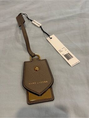 Marc Jacobs Taupe Leather Luggage Tag